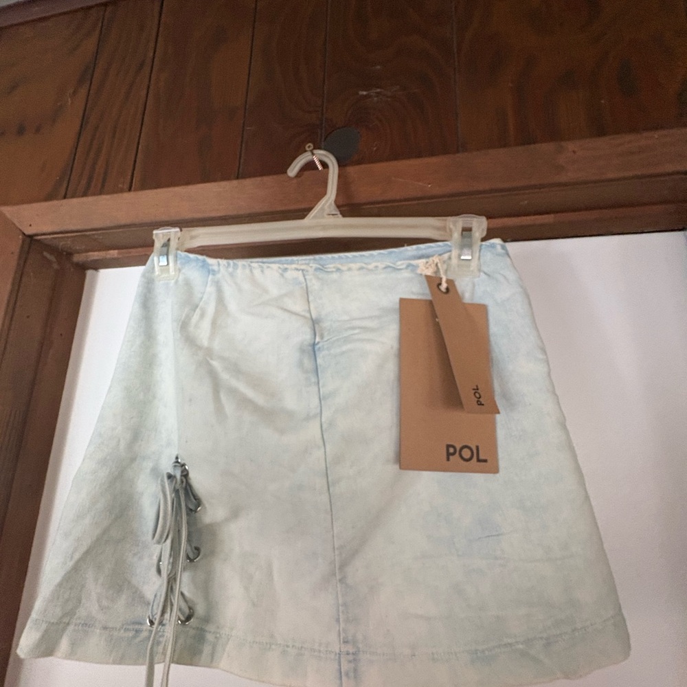 POL Light Blue Mini Skirt
